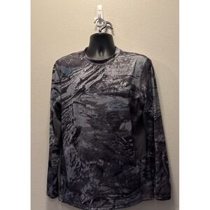 Realtree Fishing Reversible Shirt Mens Med. Blue Long Sleeve Performance Outdoor